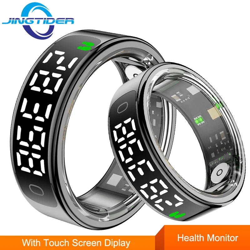 R13 Smart Ring Touch Screen Display 5ATM Waterproof Fitness Activity Tracker Health With Charging Box Stainess Steel Finger Ring