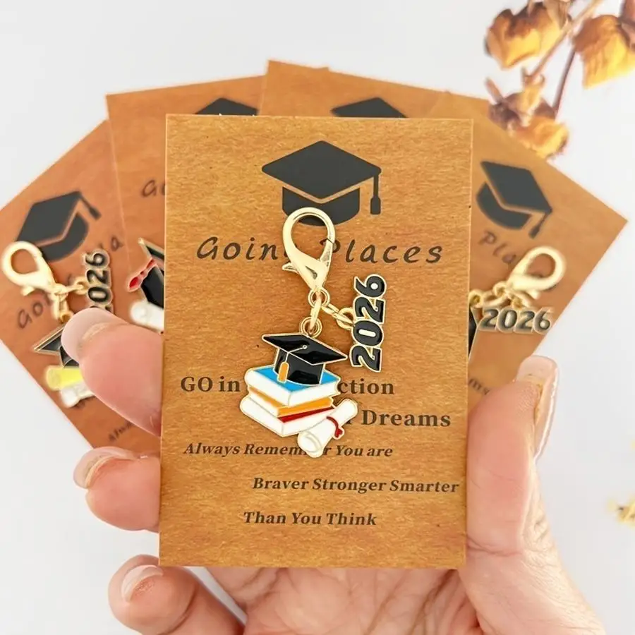 1/5/10/20/50/100pcs Gift for Her/Him: 10 pieces/5 sets of multi-style gold keychains (Model 2026) for graduation caps, includes