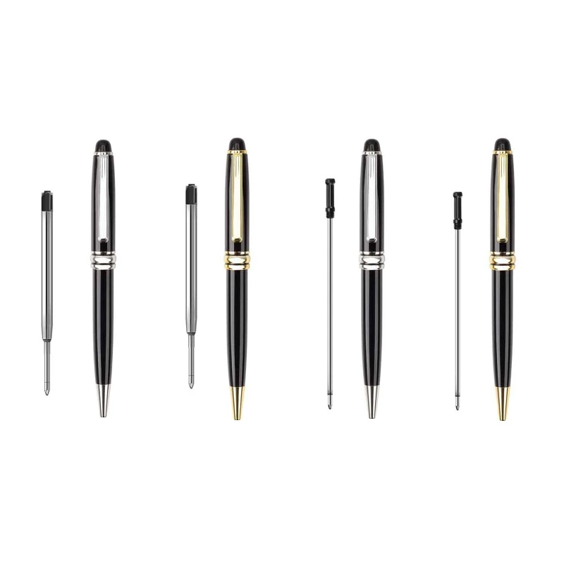 Fashion Metal Ballpoint Pen Revolve Open 0.5mm Fine Point Black for Shell Smoothly Writing for Signature School Office