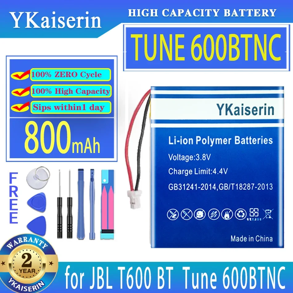 YKaiserin 800mAh Replacement Battery 703031 for JBL T600BT Tune 600BTNC GSP753030 01