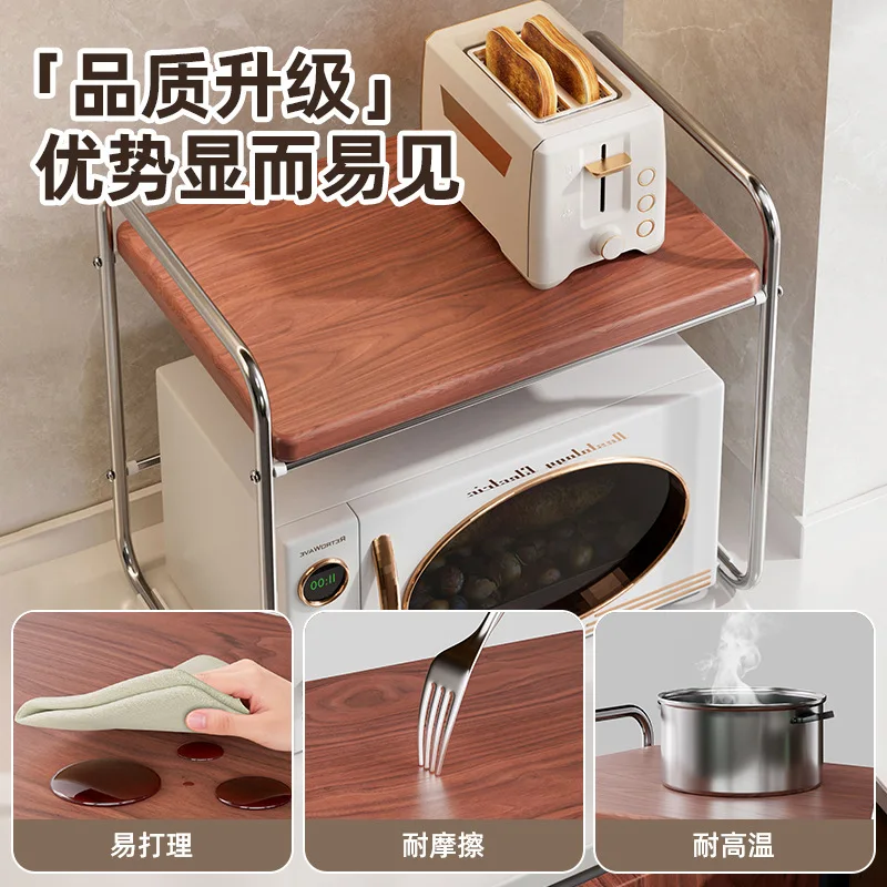 Countertop Microwave Oven Rack Metal Kitchen Appliance Organizer Single Or Dual Tier Standing Shelf Removable Pull Out Basket