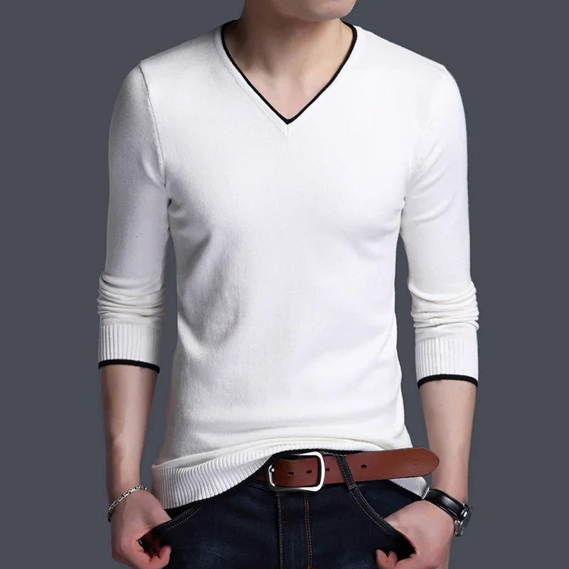 V Neck Korean Style Men's Knit Sweater Long Sleeve Cheap Cable Fashion Pullovers Male Reviews Clothes Aesthetic Jumpers Knitwear