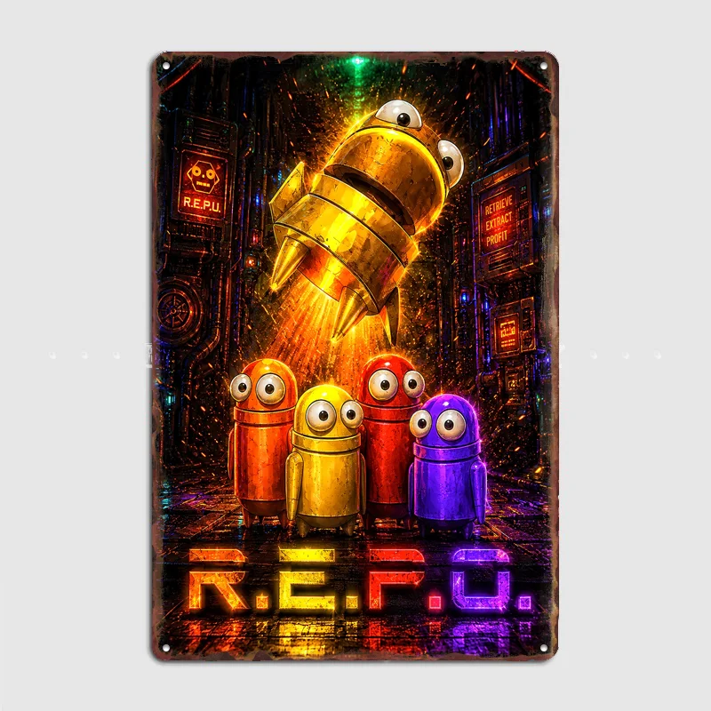 R.E.P.O. Robot Squad Poster Metal Sign Bedroom Indoor Outdoor Home Decor Bar Custom Posters Wall Room Decorations