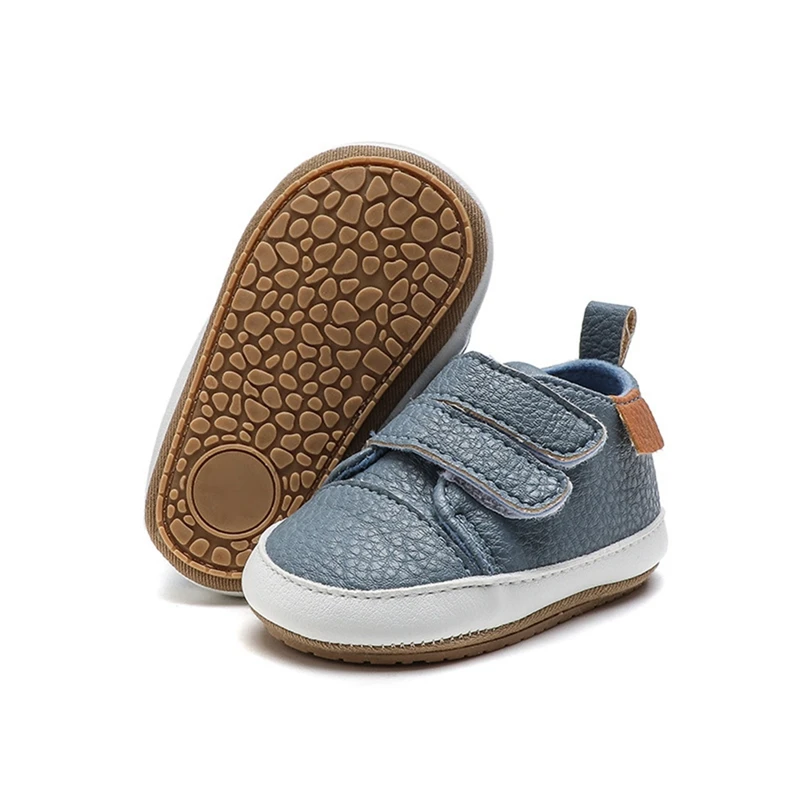 Spring Newborn Baby Shoes Boy Girl Solid Rubber Sole Anti-slip First Walker Infant Warm Breathable Leather Casual Shoes 0-18M