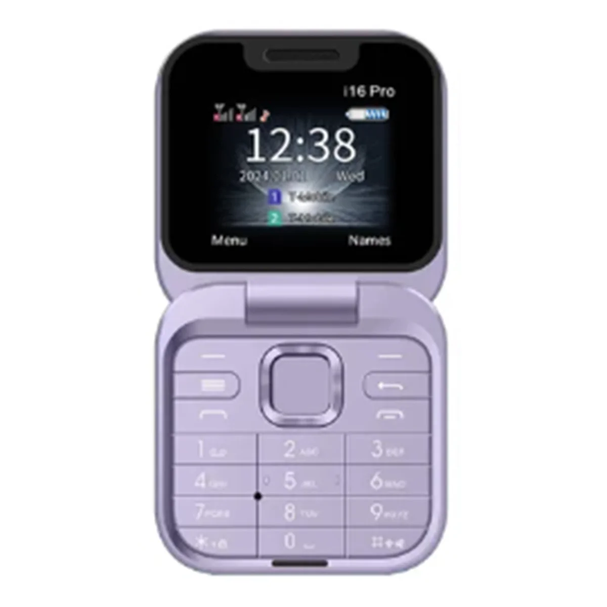 

Mini Flip Mobile Phone FM Radio Voice Blacklist Speed Dial Vibration 2SIM Card Small Display Foldable Phone(Purple)