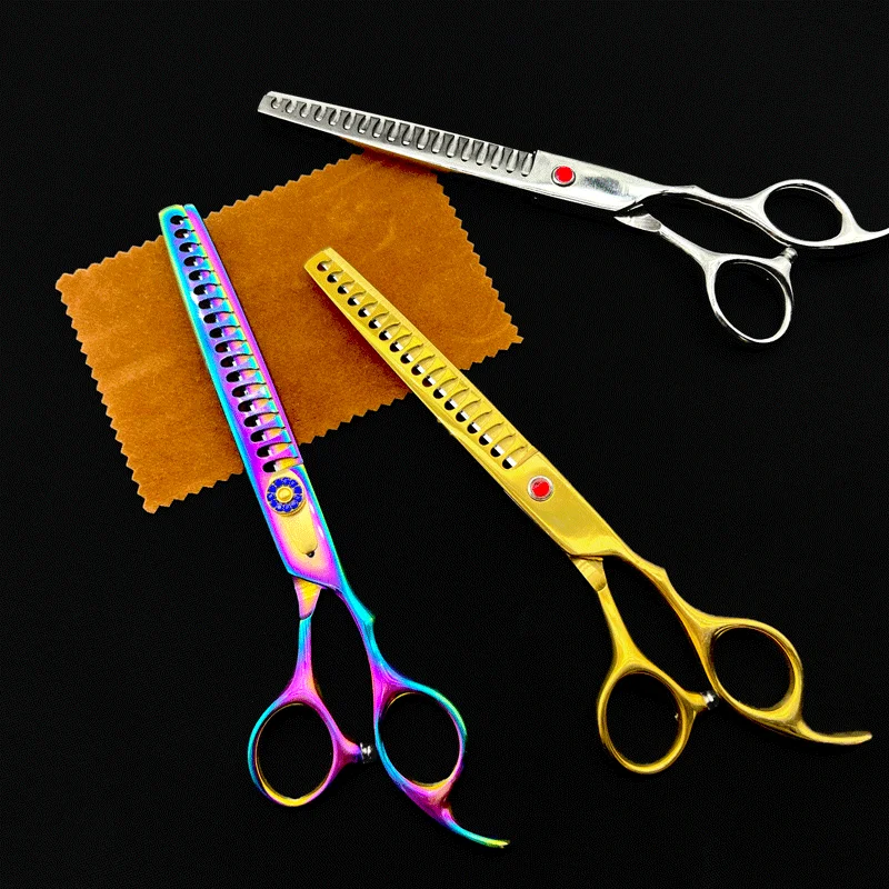 8.0/7.0 Inch Pet Barber Accessories High-end Gemstone Tooth Thinning Scissors Pet Grooming Scissors