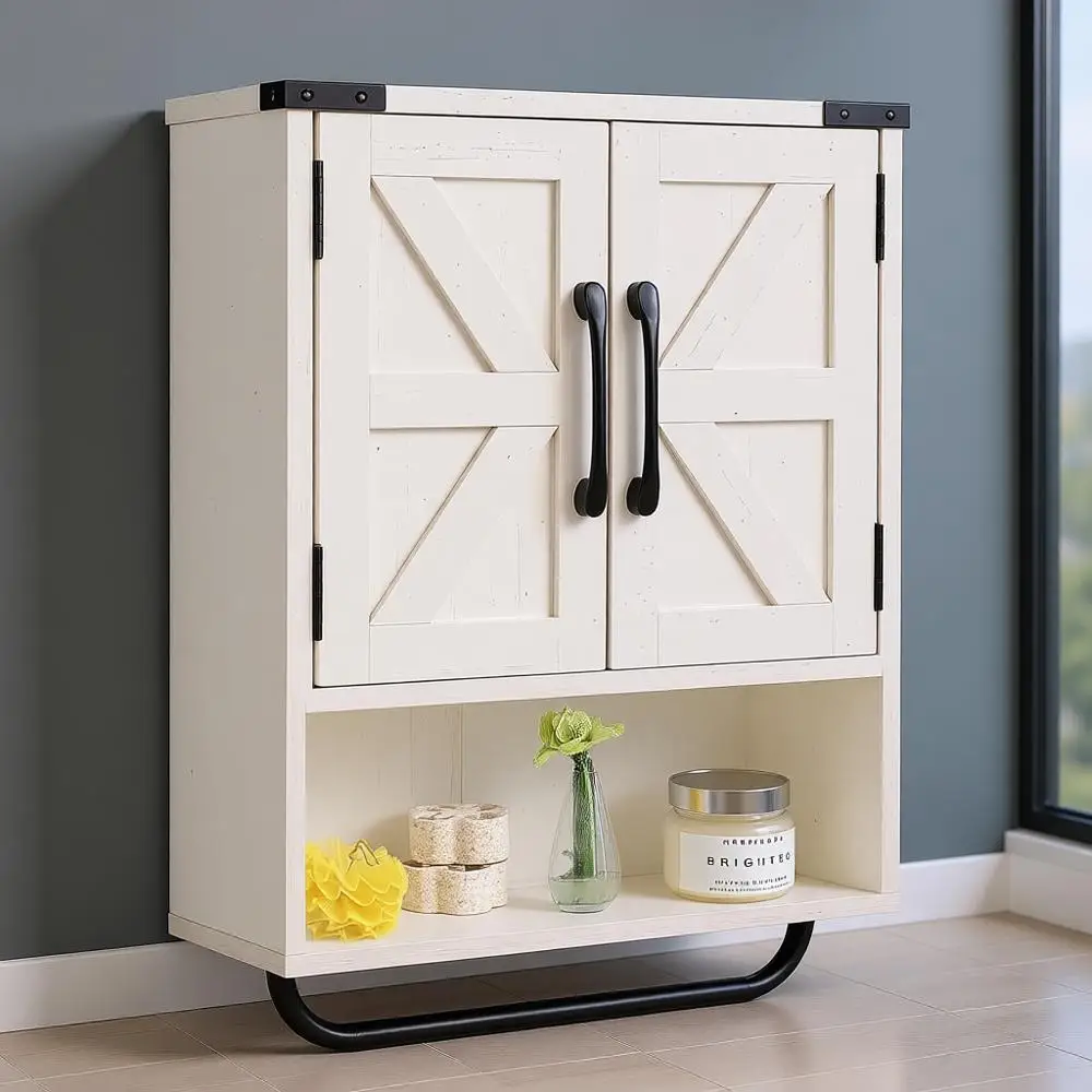 

Трехуровневый настенный шкаф для хранения в деревенском стиле, аптечка на дверь сарая с полкой и вешалкой для полотенец, отделка из мытого дуба для кухни, ванной комнаты