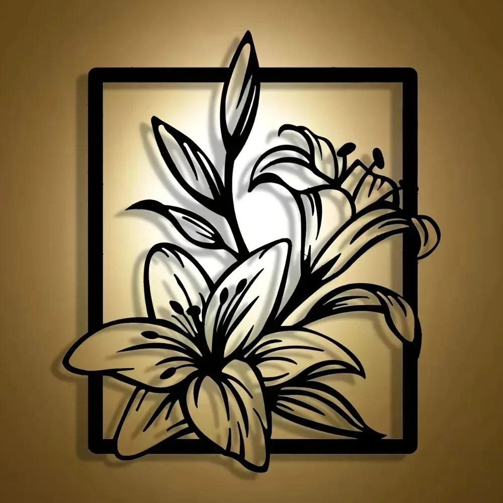 CIFbuy Modern Rustproof Aluminum Wall Art 12x16 Inch Waterproof Metal Lily Decor For Living Room Bedroom Kitchen Home Office