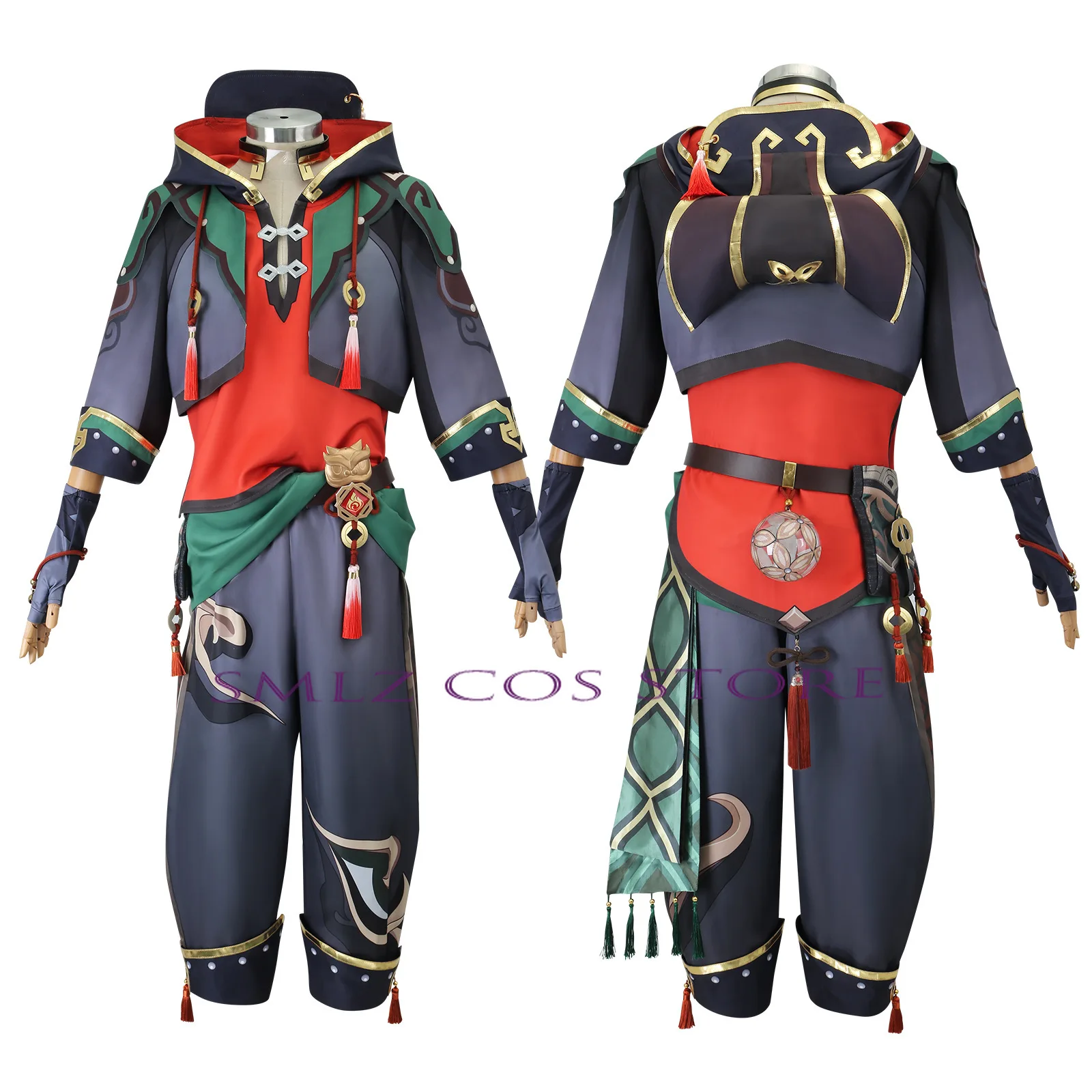 High Quality Gaming Cosplay Costume Genshin Impact Ga Ming Cosplay Outfit Liyue Lion Boy Jiaming Jia Ming Set Wig Props for Men