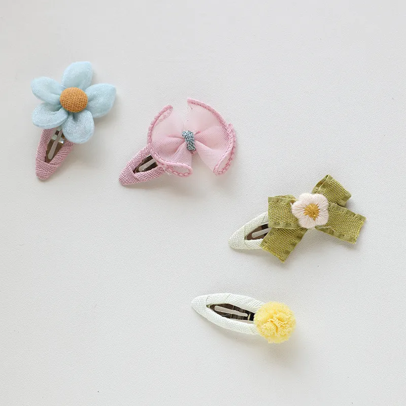 2Pcs/lot Floral Embroidery Hair Clips Kids Hair Accessories BB Clips Baby Hairgrip Girls Barrettes Children Hairpins