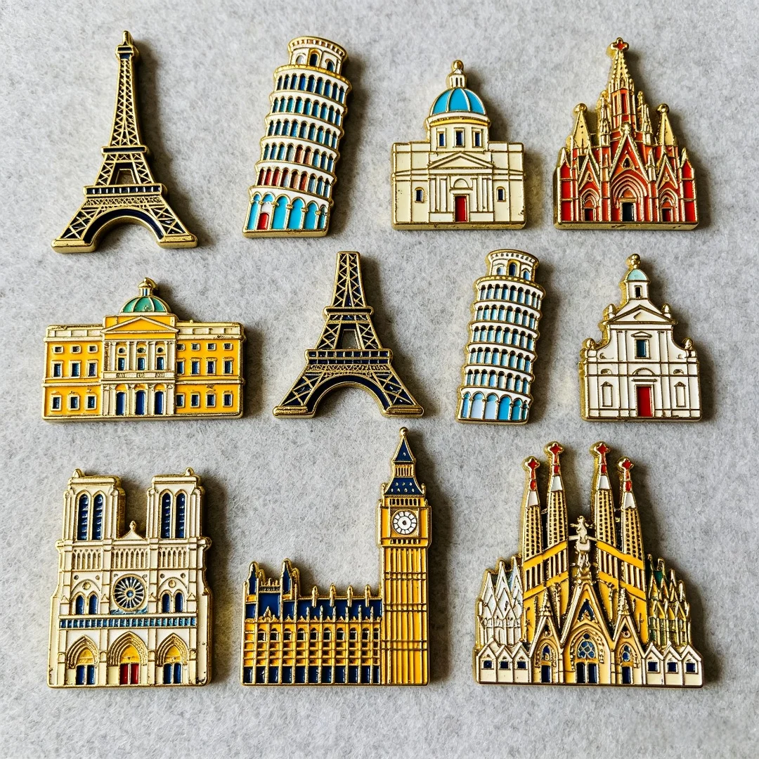 Customized 3D Country City Souvenir DIY Metal Alloy Refrigerator Sticker with Strong Magnetic Metal