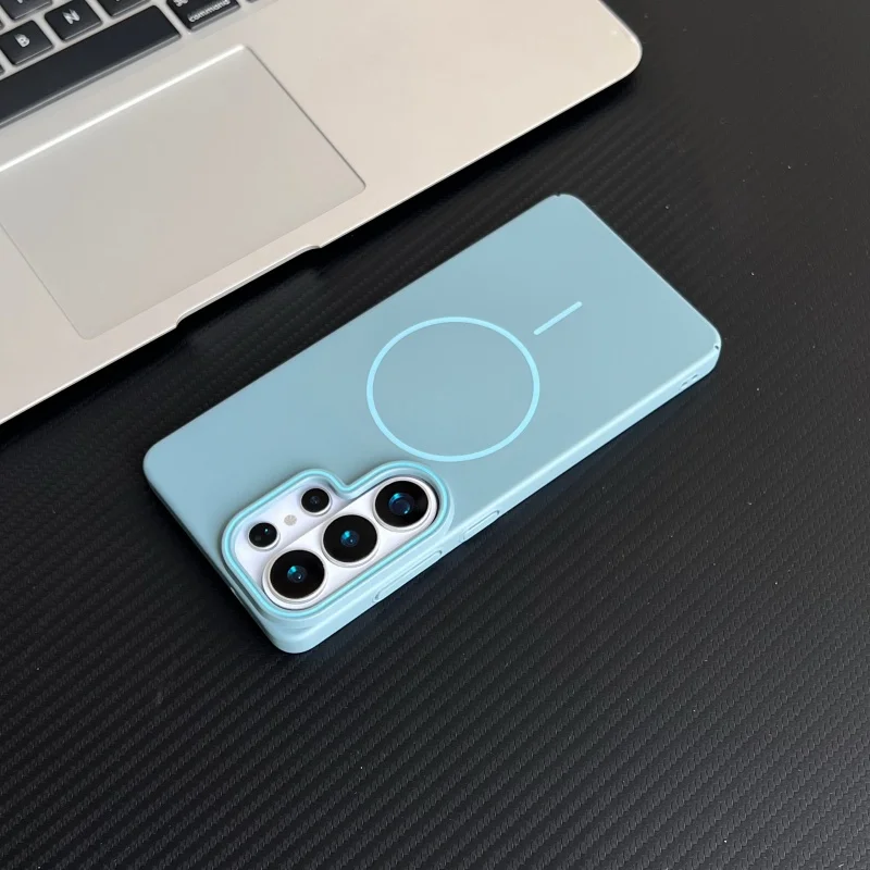Magnetic Matte PC Hard Phone Case Samsung S26 S25 S24 S23 Ultra Plus S24FE Solid Color Wireless Charge Anti Fingerprint Cover