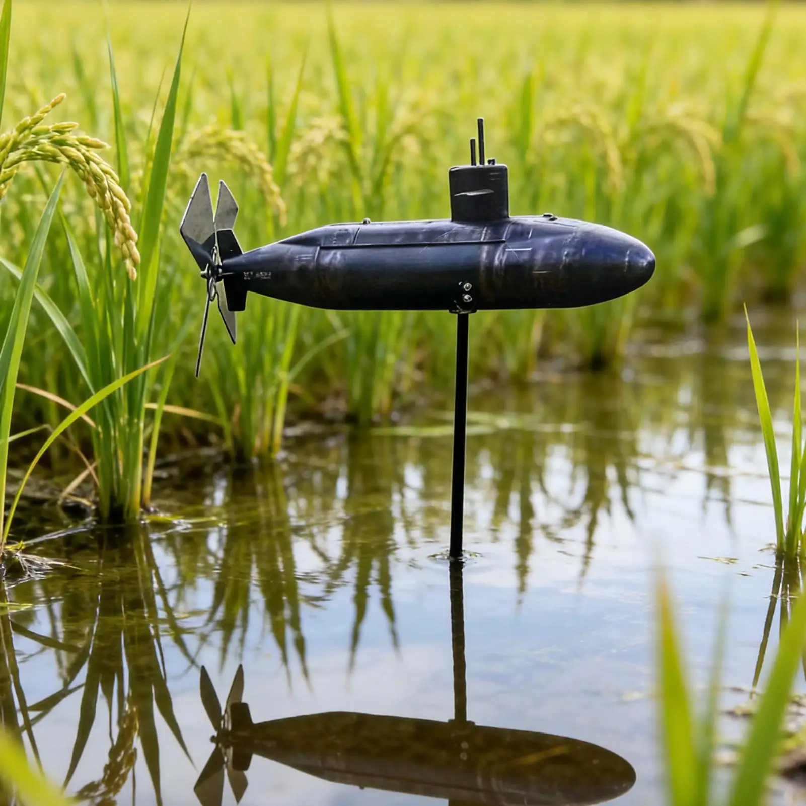 Submarine Wind Spinner Outdoor Garden Decorative Rotating Blades Wind Sculpture Moving Art Spinner Submarine Windmill for Yard
