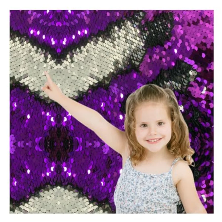 Sensory Sequin Reversible Sequins Wall Fabric with 0.2 Large Glitter Sequins for Room Decor in Family Spaces Toddler Rooms Clas