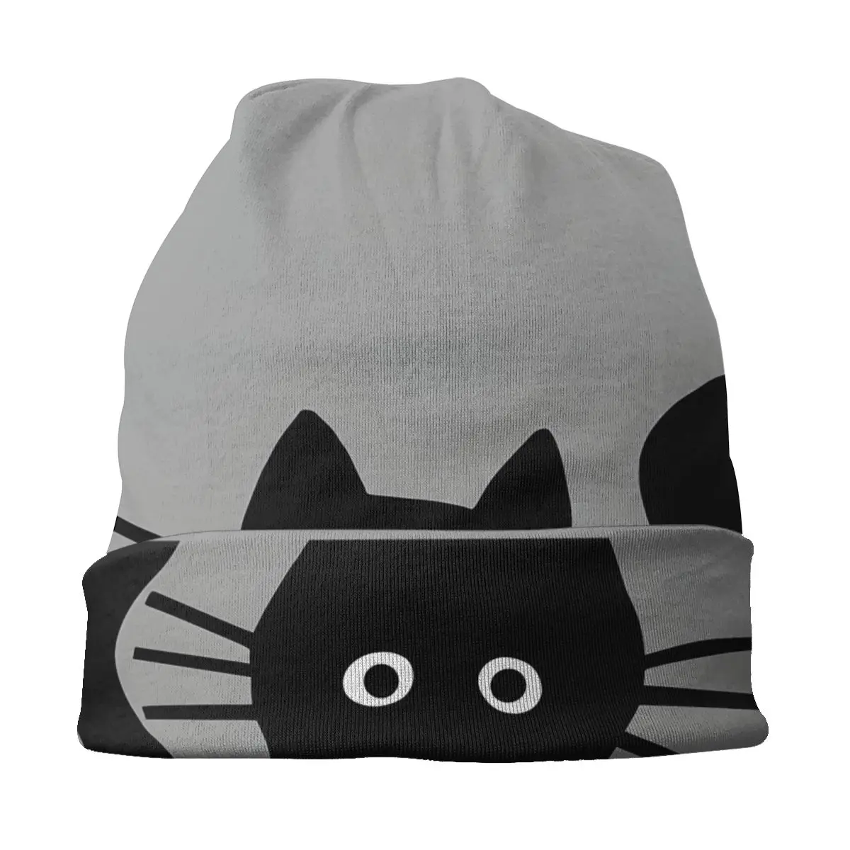 Black Cat Black Cat Hiding Men Women Thin Beanies Windproof Ski Cap Double Layer Fabric Bonnet Hat