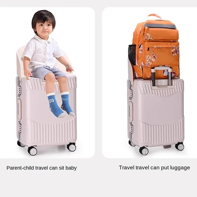2024 ใหม่กระเป๋าเดินทางเด็กรถเข็นสามารถนั่งและขี่เด็กกระเป๋าเดินทาง 20 นิ้วผู้ชายและผู้หญิง Boarding กล่อง 18/24 นิ้ว