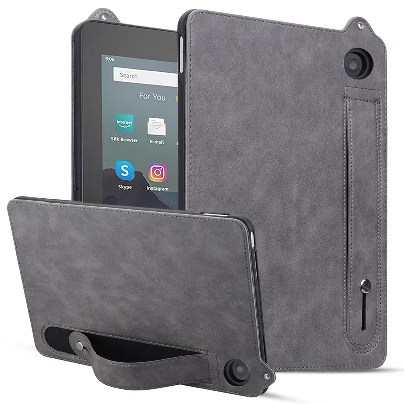Funda para Fire HD 8 HD8 Plus 2024 2022 2020, Funda de Cuero PU con Soporte Trasero de TPU Suave para Tablet, Funda para Fire HD 8 12.ª y 10.ª Generación