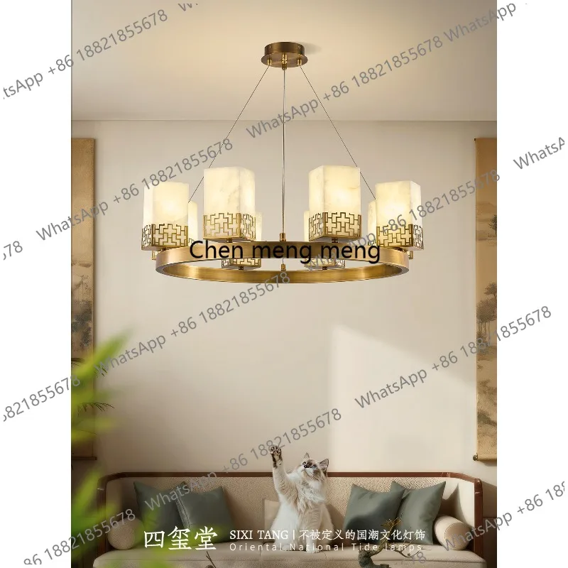 

All copper new Chinese living room chandelier villa Chinese marble dining room chandelier