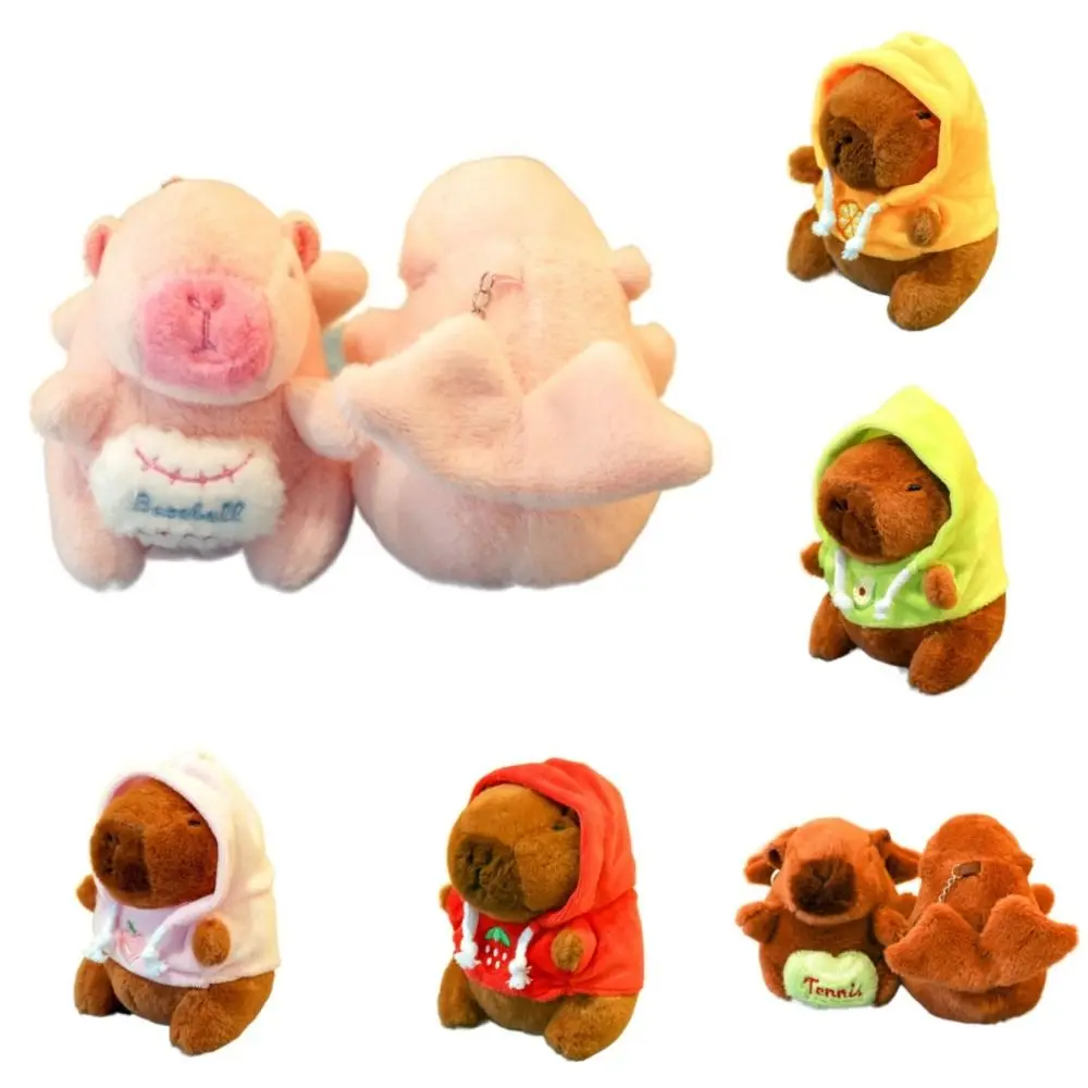 Porte-clés de dessin animé Capybara Butter en peluche douce, pendentif de sac à dos, décor de sac de voiture, cadeau pour enfant