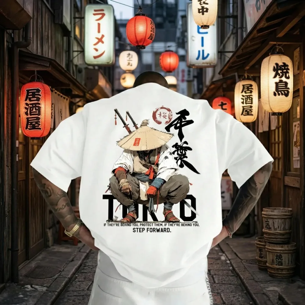 Japanese Ukiyo-e Hat-wearing Samurai Warrior 3D Print Quick-dry Breatha Men T-shirt  Outdoor Sport Leisure Parent-child Clothing