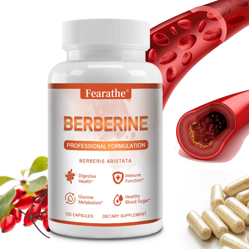 

Berberine HCL Capsules 1200mg, Support Daily Metabolic Wellness, Cardiovascular Comfort, Digestive Care & Immune Balance