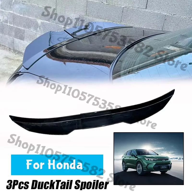 3Pcs Ducktail High Kick Trunk Spoiler For Honda Universal Rear Boot Wing For Multi Models Car