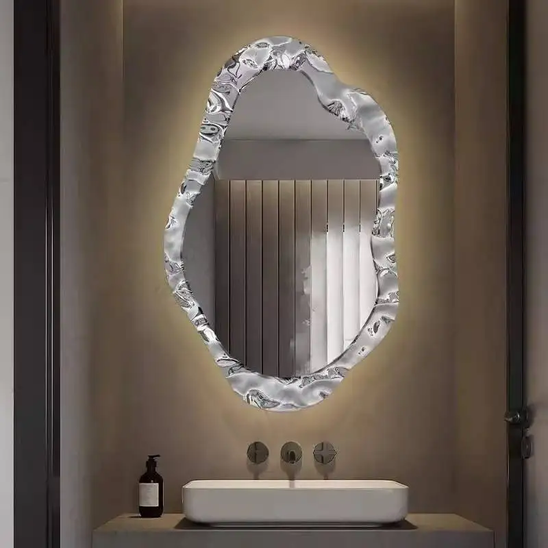 Luxury Toilet Mirror Light Universal Irregular Aesthetic Accessories Wall Art Decor Vanity Salon Espelho Room Accessories