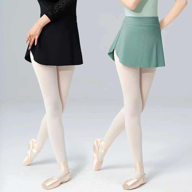 여성용 성인 발레 스커트 댄스 스커트 드레스 블랙 발레 튜튜 발레리나 댄스웨어 사이드 슬릿 발레 숏 스커트