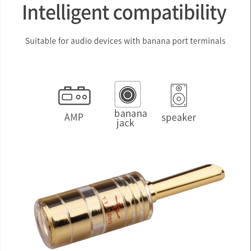 8Pcs HiFi Audio Adapter Copper Gold Plated Banana Plug Amplifier Speaker Cable Connector for AMP CD Player Speaker