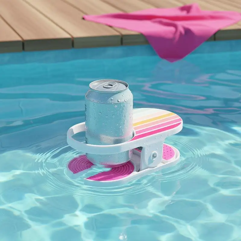 @*Rainbow Armrest Clip On Cup Holder Portable Tool-Free Installation for Beach Chair Patio Lawn Use view 4