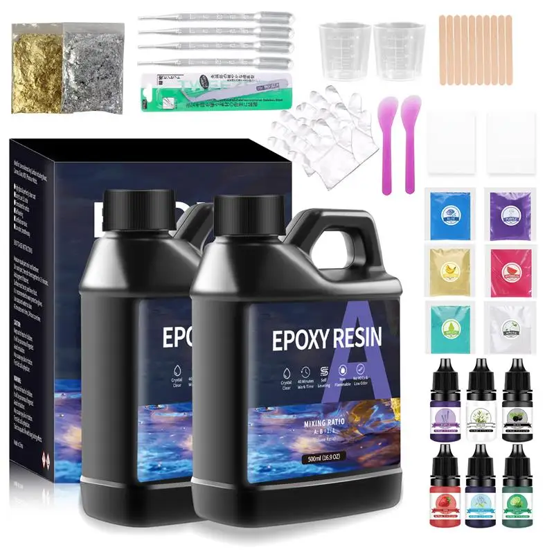 500/1000g 1:1 AB Crystal Clear Epoxy Resin Kit Hard Type High Gloss Resin Glue For Coating And Casting Craft DIY Jewelry Making