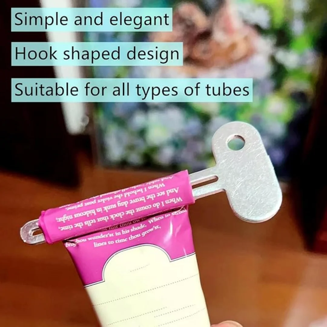 1PCS Toothpaste Squeezer Metal Tube Squeezer Key Stainless Steel Toothpaste Roller Tube Wringer Makeup Tube Squeezer (Sliver)