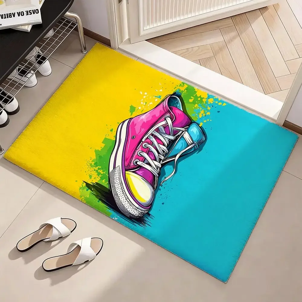 Trendy shoes Floor Mat Soft Flannel Non-Slip Door Mat - Thickened Rug for Living Room Home Decor