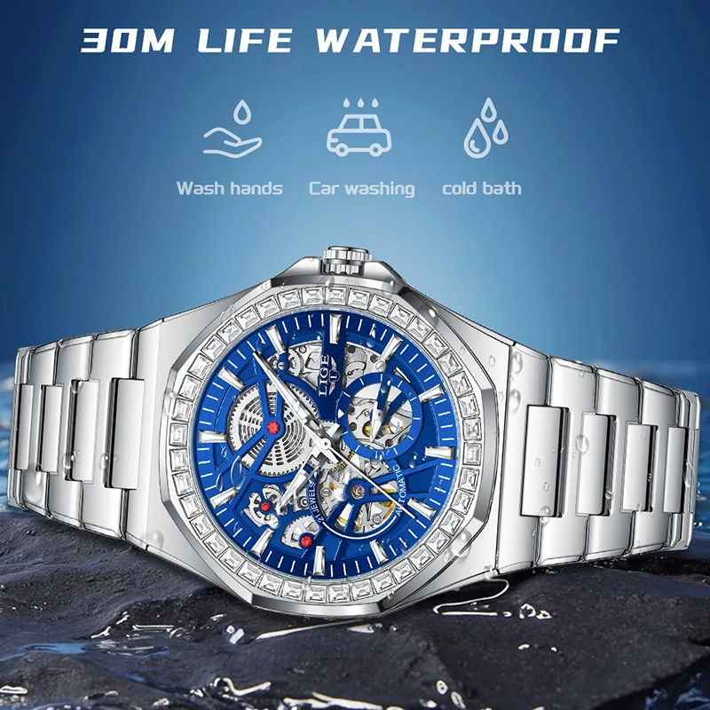 LIGE 2026 ساعات آلية للرجال قمة الموضة الفاخرة التلقائي ساعة رجالي مقاوم للماء مضيئة توربيون ساعة اليد Reloj Hombre