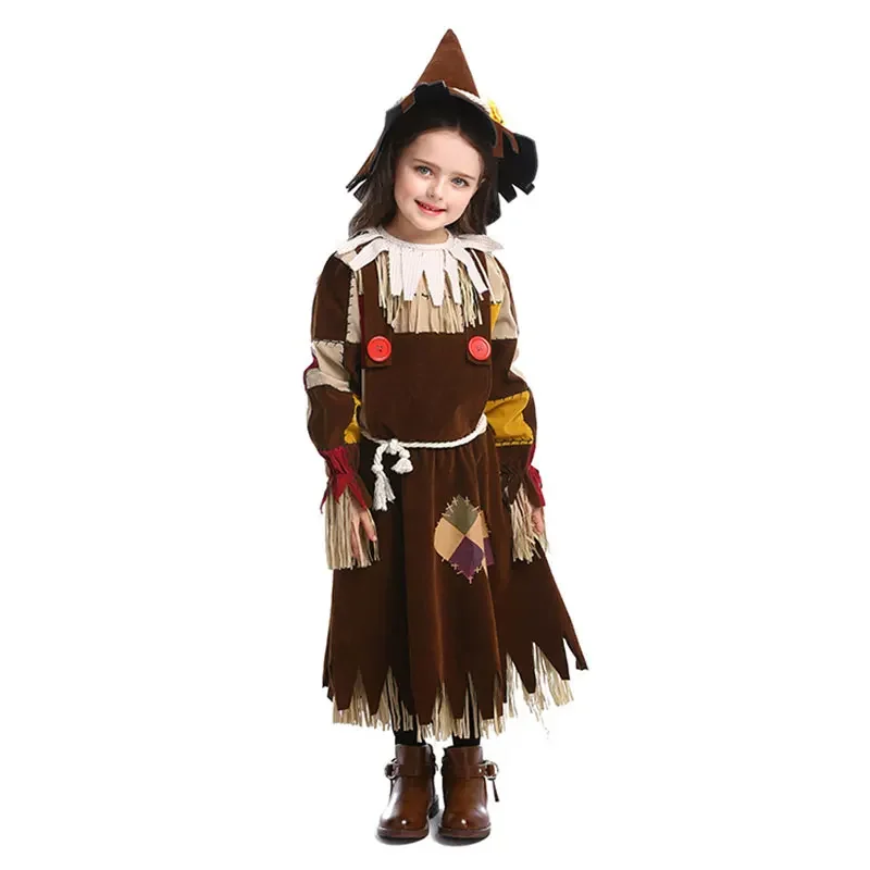 Halloween The Wizard of Kids Toddler Pumpkin Patch Scarecrow Cosplay Costume Clown Circus Party Gown Clowns Parent-Child Dress