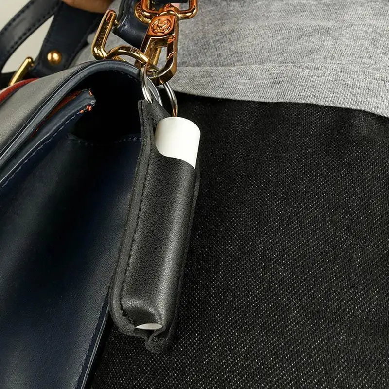 1 Stück PU-Leder Lippenstift-Schlüsselanhänger Tasche Bunter Schlüsselhalter Lippenbalsam-Etui Einfacher Schlüsselanhänger – Detail 11