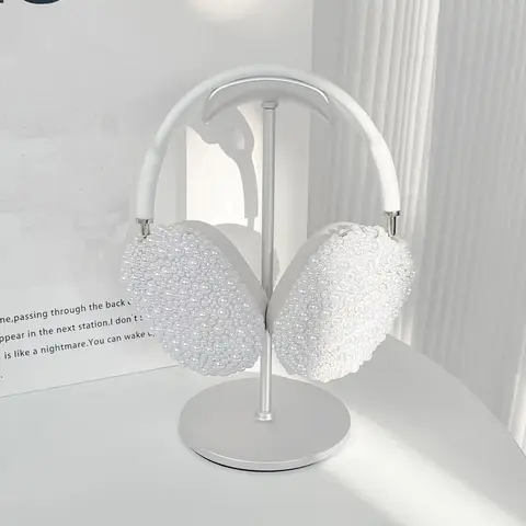 DIY 귀여운 소녀 크리스탈 수제 레이저 진주 헤드폰 이어폰 케이스 커버 보호대, 애플 에어팟 맥스용