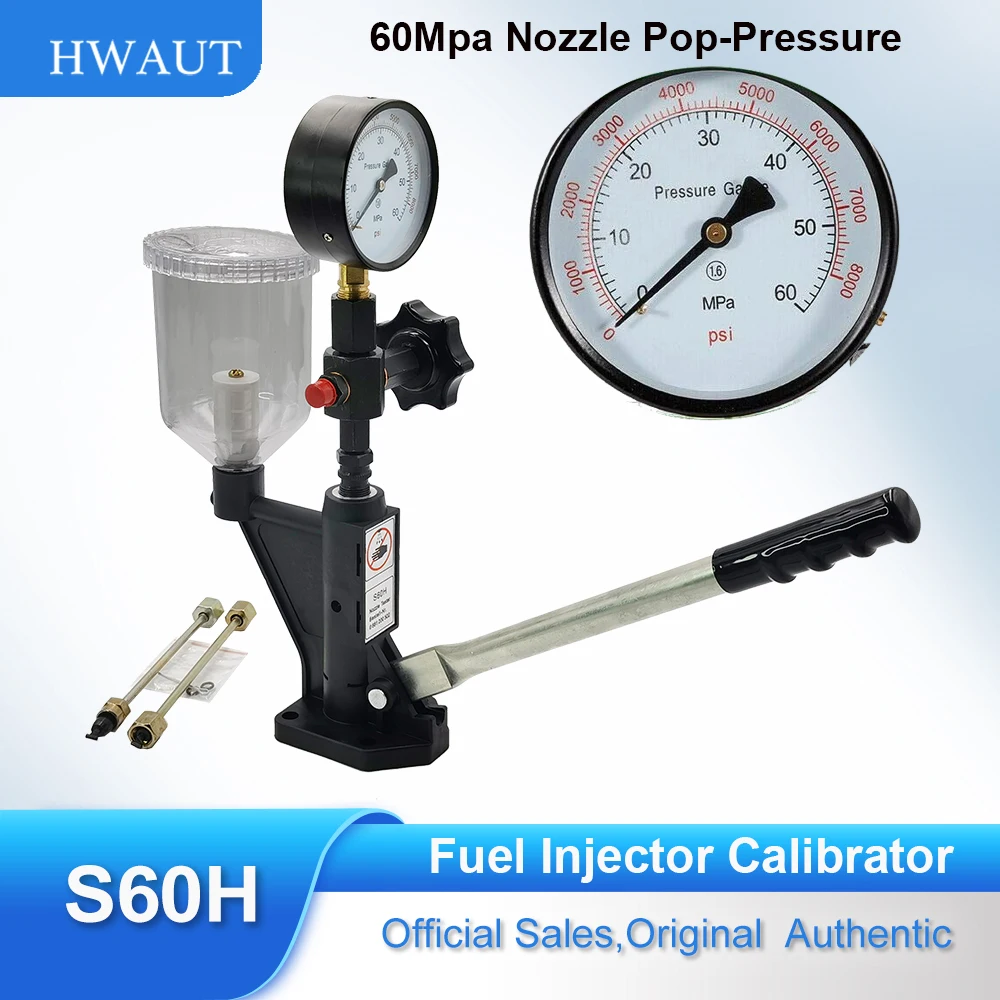 

400Bar 6000PSI Diesel Fuel Injector Tester S60H Nozzle Validator Tester with Dual Scale Gauge Common Rail Pressure Repair Tool