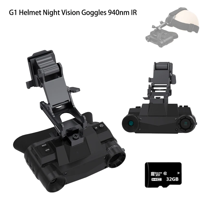 NVG G1 Helmet Night Vision Binoculars Goggles Rechargeable 940nm 1080P Green 200m Wide View OLED Display Infrared Camera Hunting