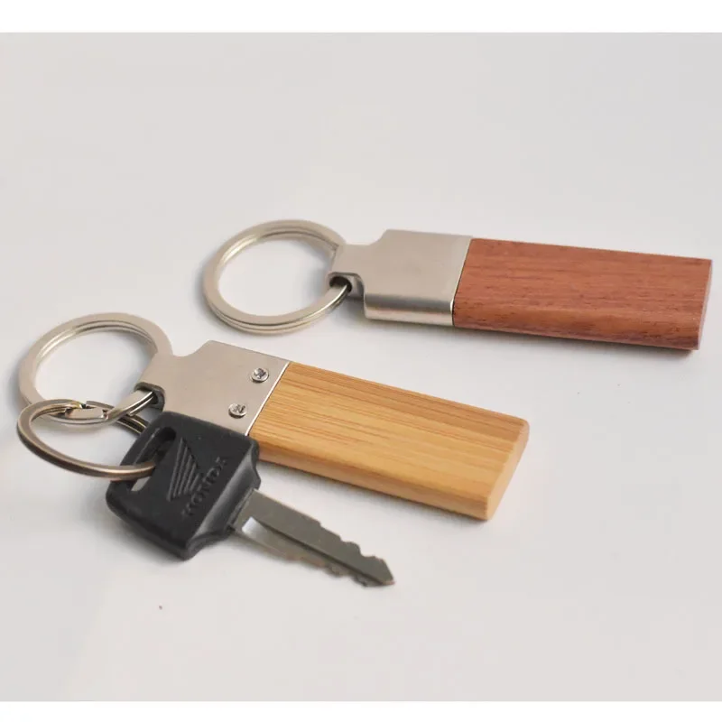 Simplicity Solid Color Metal and Wooden Keychain Customize Creative LOGO Custom Pendant Key Chain Gift For Parent Accessories