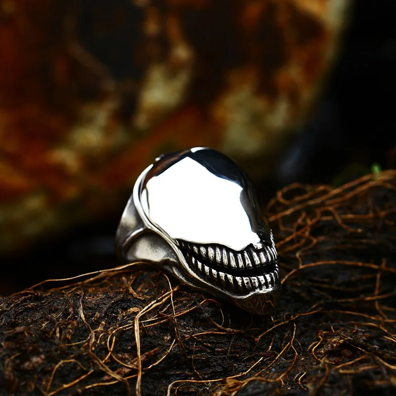 Steel Soldier New Arrive Fashion High Polishing Alien Stainless Steel Skull Punk Ring