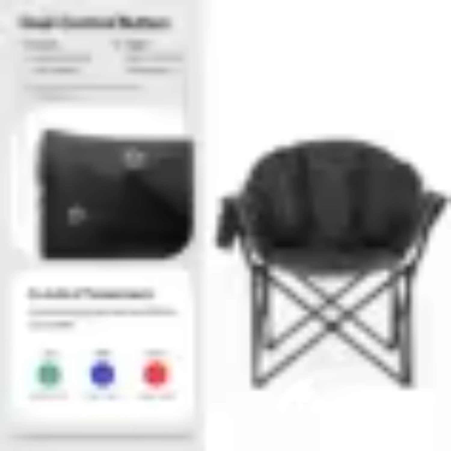Kinnls Outdoor Portable Heated Folding Chair Lounge Support 500 lbs Oxford Fabric Roomy Camping Chair Fishing
