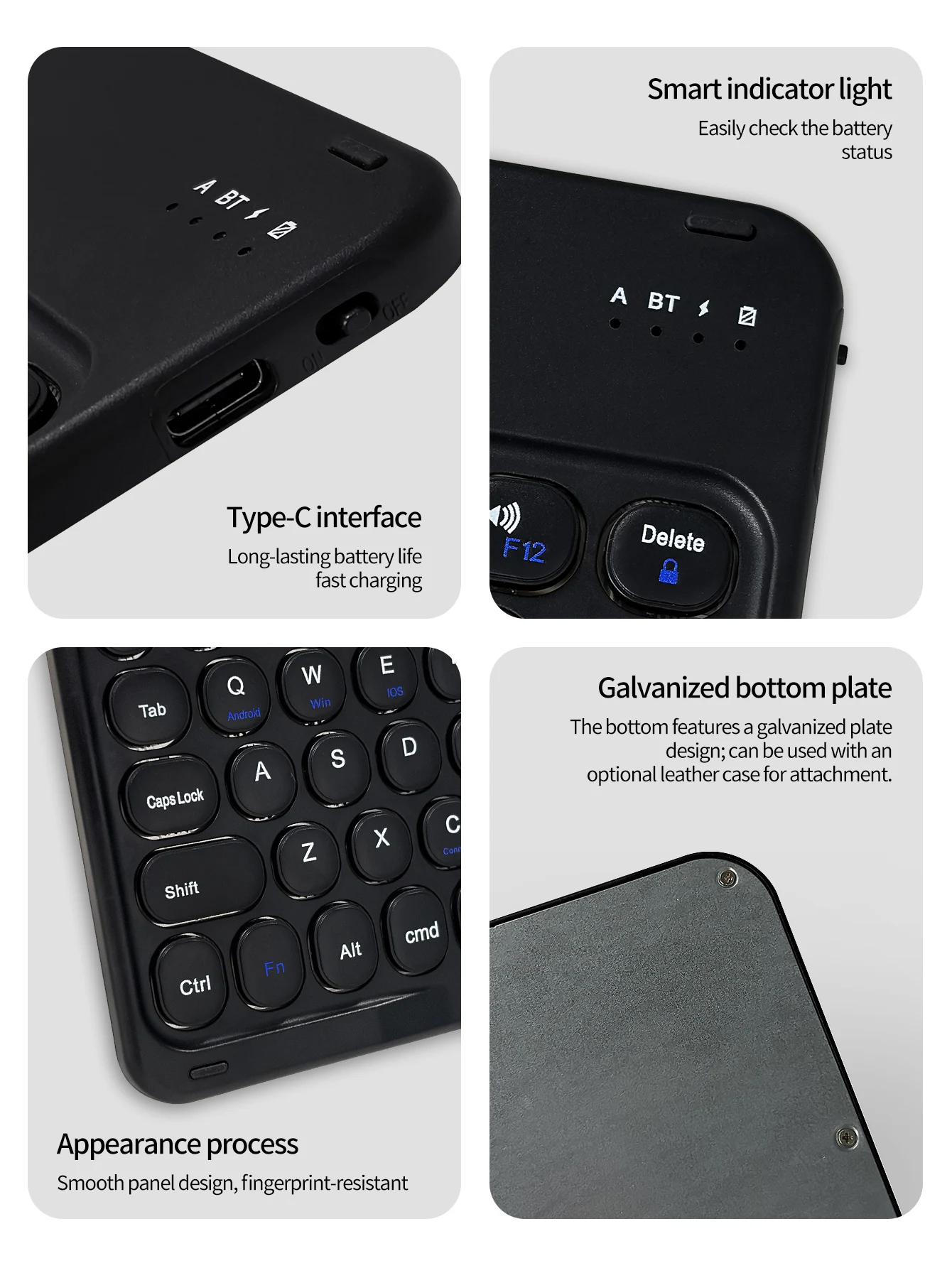 Round Hat Silent Retro Mini Wireless Keyboard Compatible with iPad Computer Phone Tablet view 5