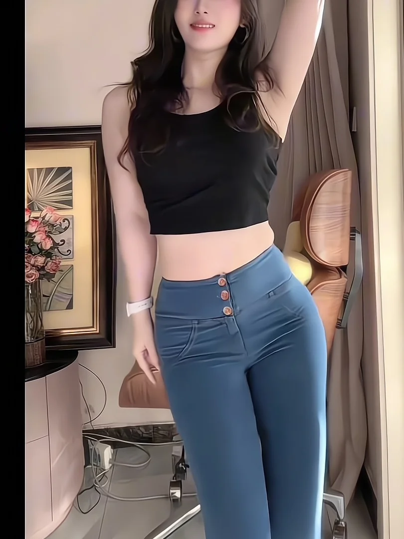 

Sexy Peach Butt Lifting High Waist Denim Jeans Women's Summer New Hip Shaping Tight Elastic Fitness Sports Yoga Long Pants
