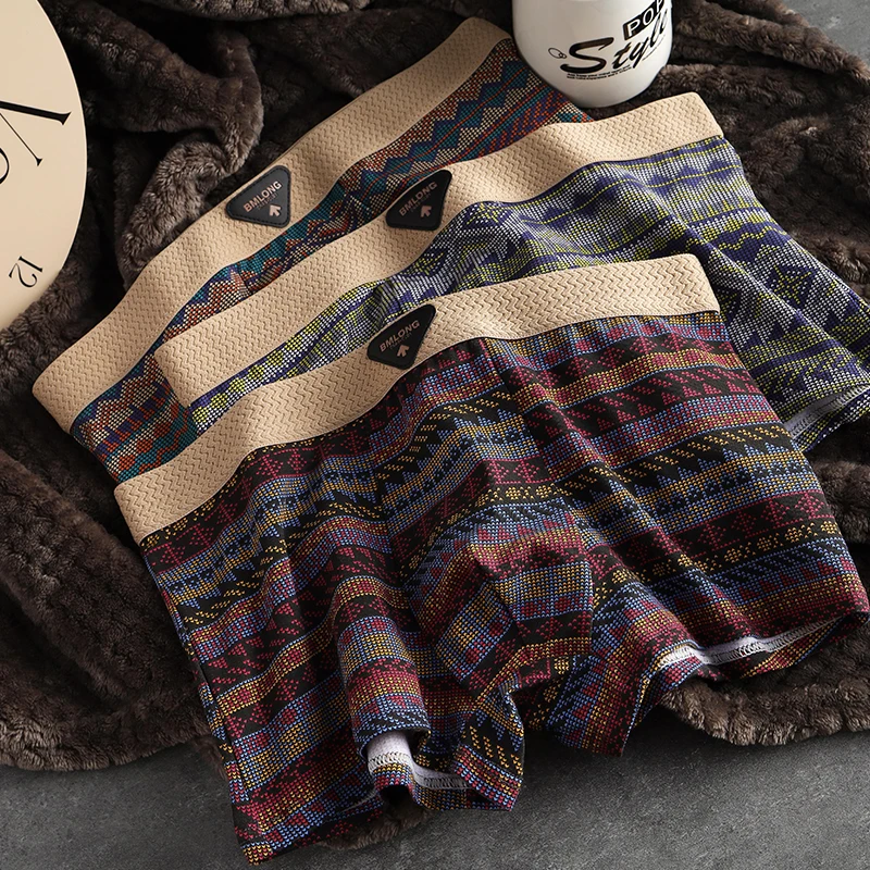 

3-Pack Men's Modal Sports Boxer Briefs Soft Breathable Stylish Unique Youth Underwear