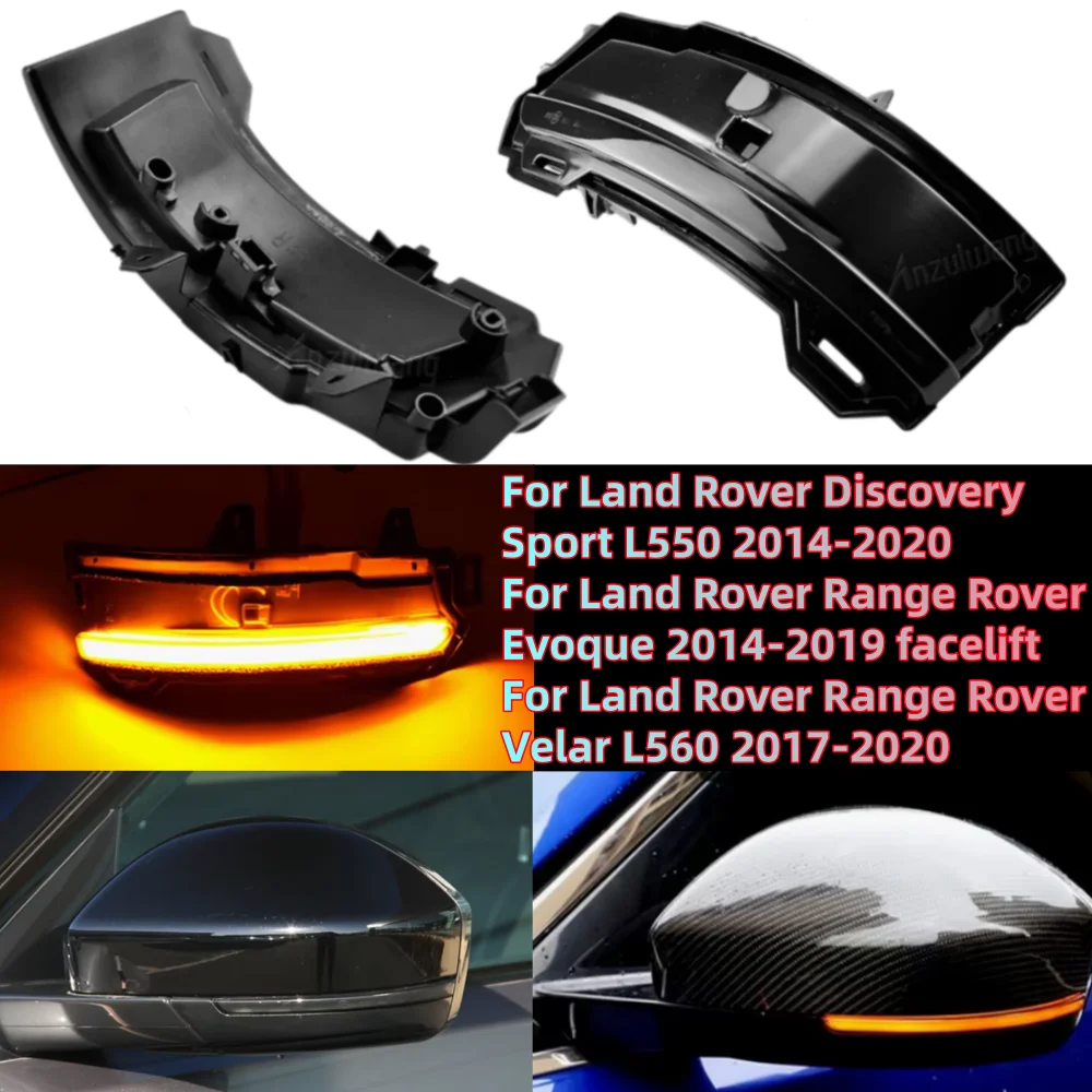 2x Discovery Sport Dynamic LED Side Mirror Blinker Light Turn Signal Lamp For Land Rover Range Rover Evoque 2014-2018 Velar 2018