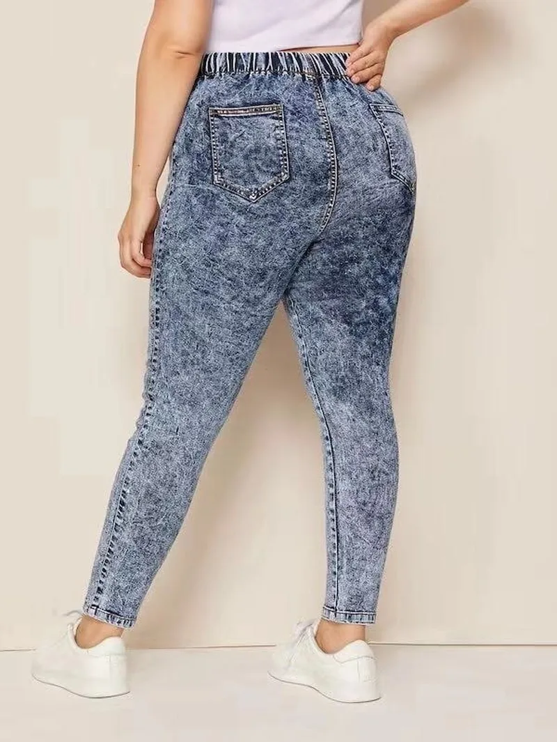 2023 autunno primavera popolare Fashion Design donna fiocco di neve pantaloni lunghi Plus Size Jeans Solid Small Feet Jeans pantaloni Streetwear