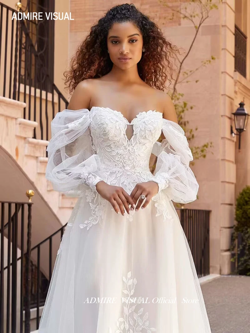 Vestido De novia con escote en forma De A y mangas desmontables, vestido De novia De talla grande