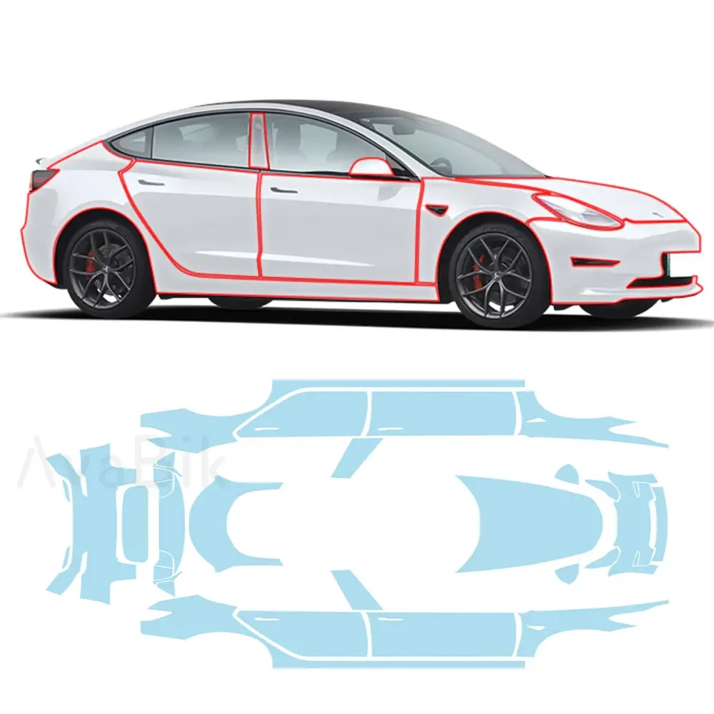 طبقة رقيقة واقية لجسم السيارة من البولي يوريثان لسيارة تسلا موديل 3 2020-2023 طقم غطاء محرك السيارة PPF ملحقات شفافة مضادة للخدش