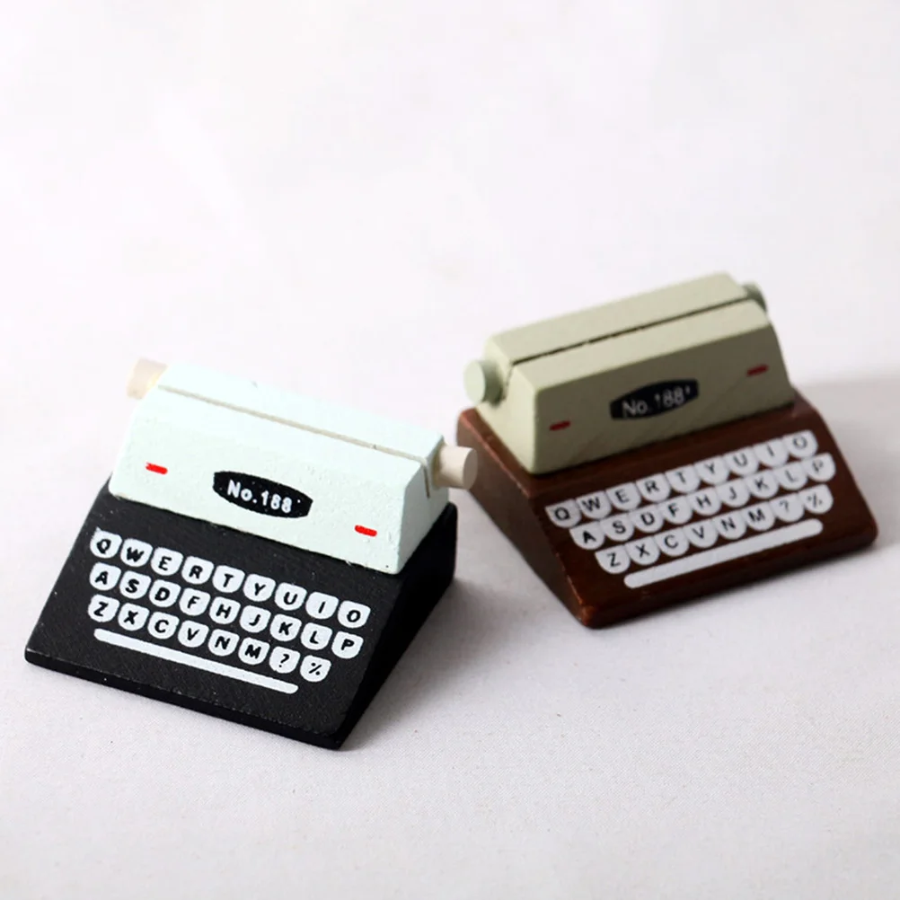 Mini Schreibmaschine Mini Haus Schreibmaschine Vintage Home Office Retro Requisiten Holz Modell Miniatur Möbel Haus Drucker Foto